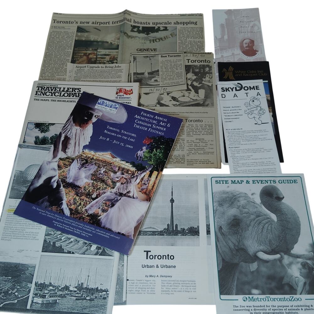 Canada 1990s Toronto Ontario Travel Ephemera Collection - Brochures, News & Maps